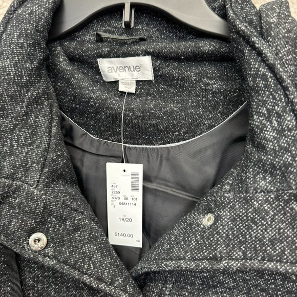 867. 18/20 (2X) - AVENUE - Side Slit Hooded Coat Black Peacoat NEW $140 msrp - Picture 2 of 8